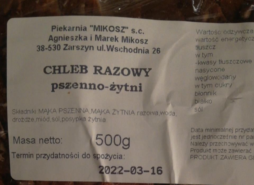 Zdjęcia - Chleb Pszenny-Żytni Razowy Mikosz