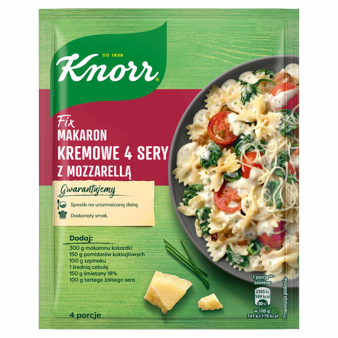 Zdjęcia - Knorr Fix makaron kremowe 4 sery z mozzarellą 45 g