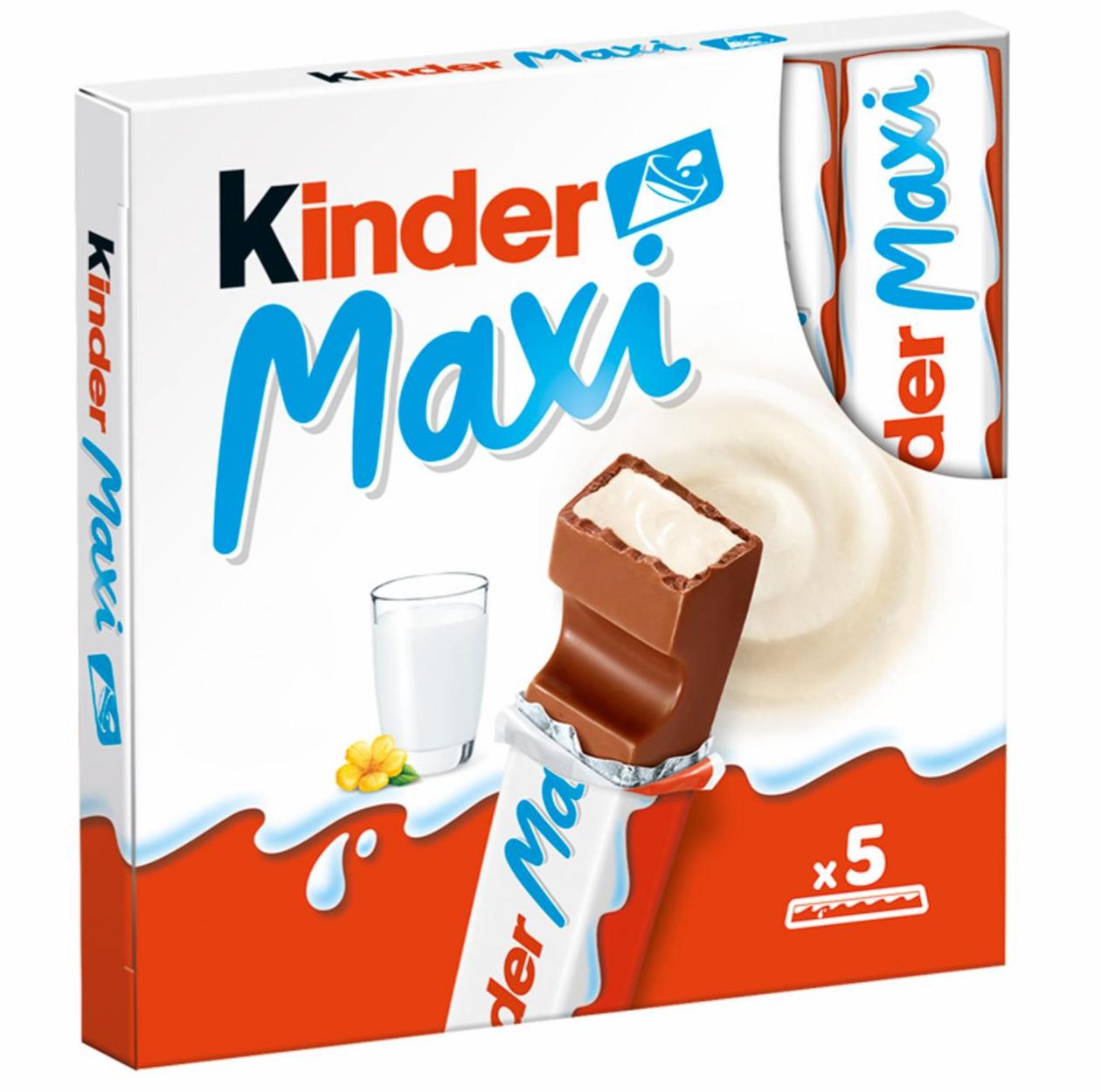 Zdjęcia - Kinder Maxi Batonik z mlecznej czekolady z nadzieniem mlecznym 105 g (5 x 21 g)