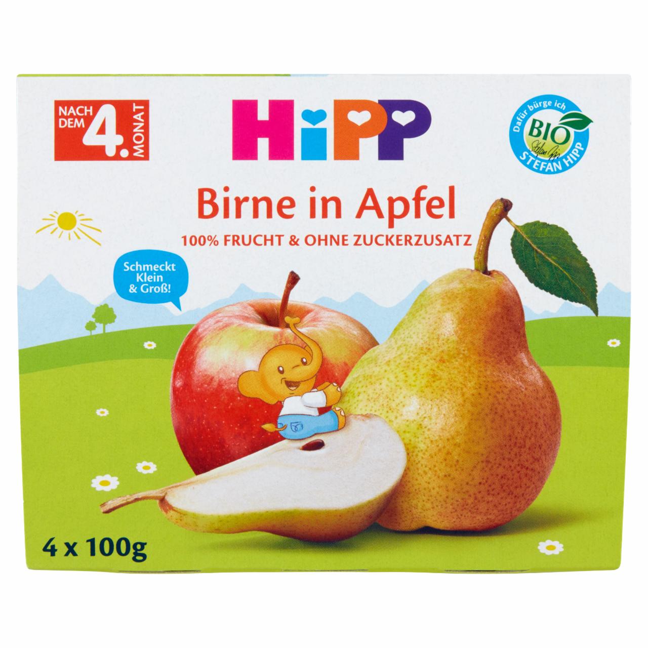 Zdjęcia - HiPP BIO Owocowa Chwila Jabłka-gruszki po 4. miesiącu 400 g (4 x 100 g)