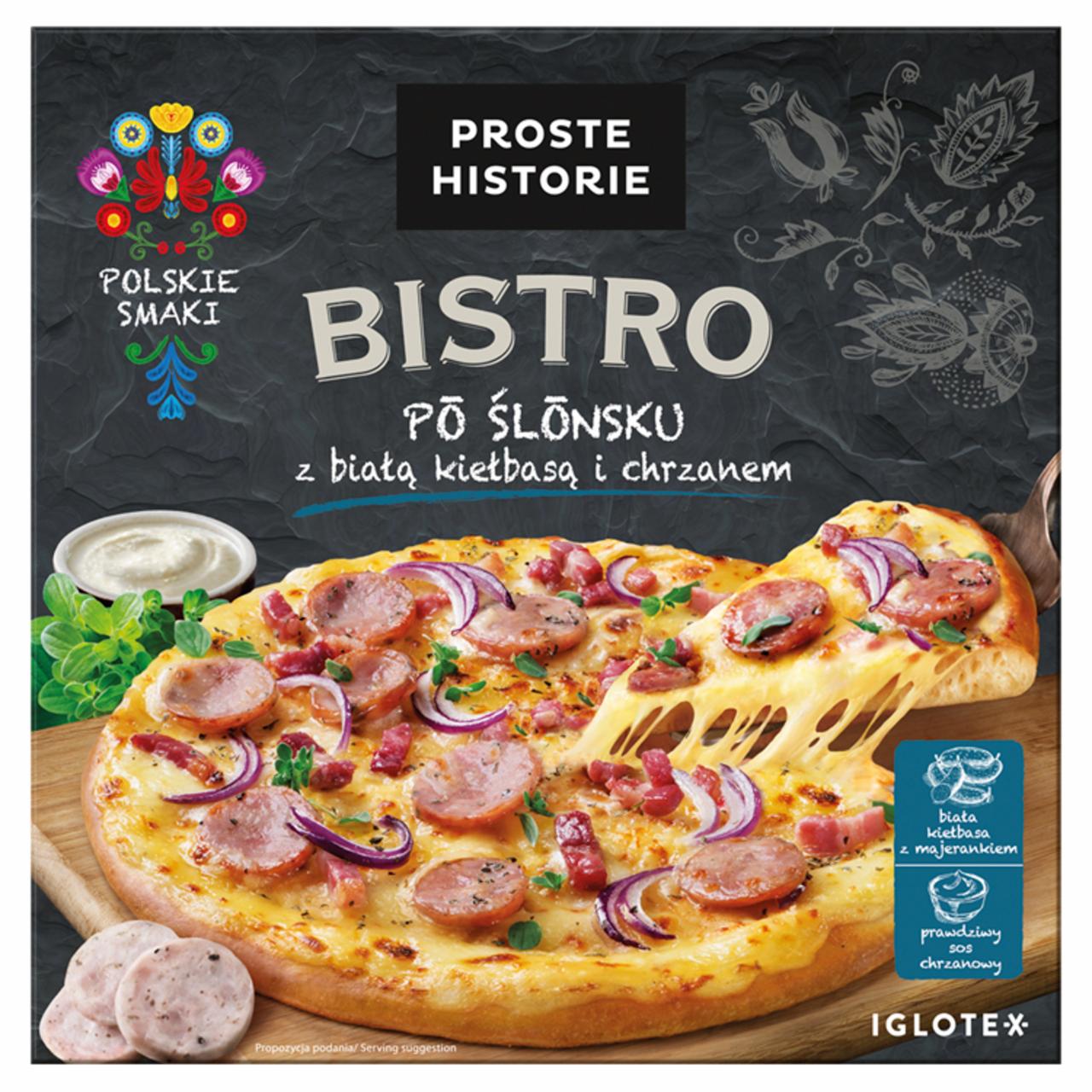 Zdjęcia - Proste Historie Bistro Pizza po ślonsku z białą kiełbasą i chrzanem 385 g