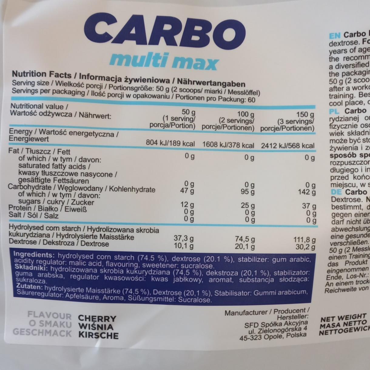 Zdjęcia - Carbo multi max wiśnia SFD Nutrition
