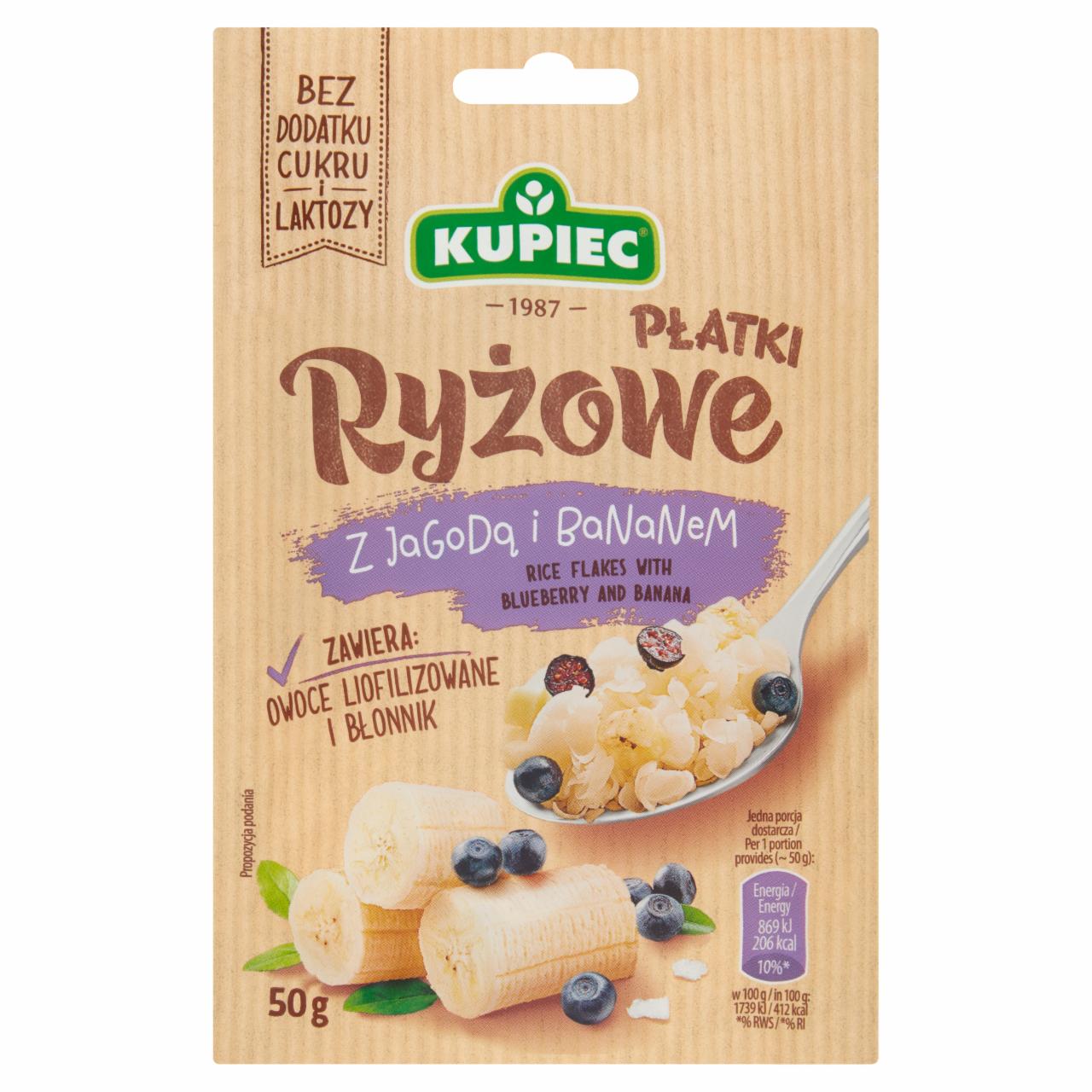 Zdjęcia - Kupiec Płatki ryżowe z jagodą i bananem 50 g