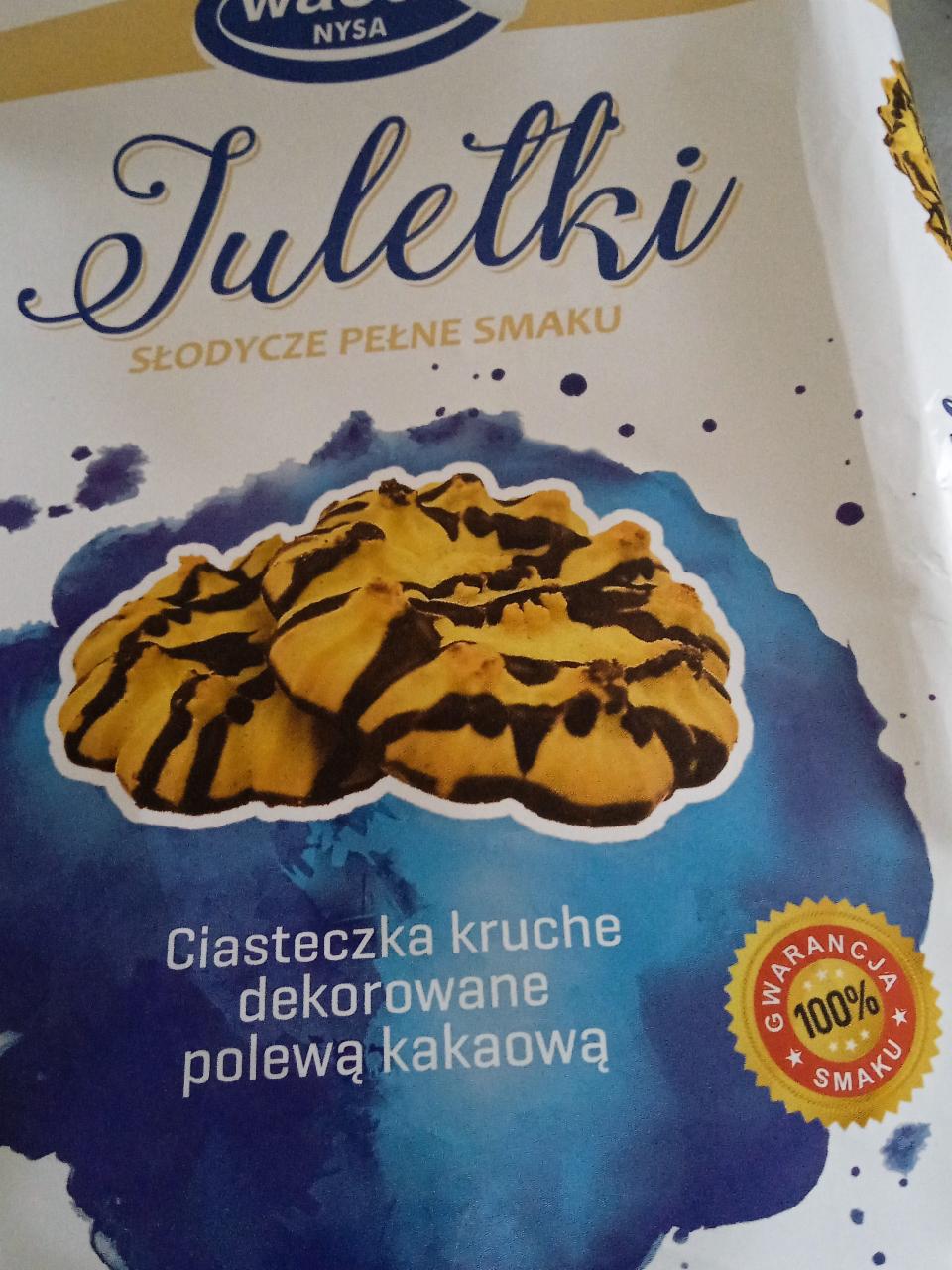 Zdjęcia - Juletki Ciastka kruche Juletki dekorowane polewą kakaową Wacuś