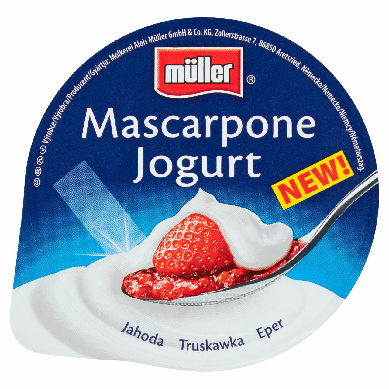 Zdjęcia - Müller Mascarpone Jogurt truskawka 130 g