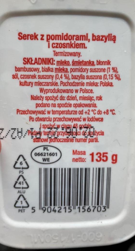 Zdjęcia - Serek z pomidorami bazylią i czosnkiem Auchan