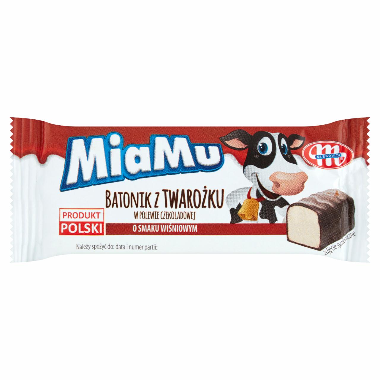Zdjęcia - Mlekovita MiaMu Batonik z twarożku w polewie czekoladowej o smaku wiśniowym 40 g