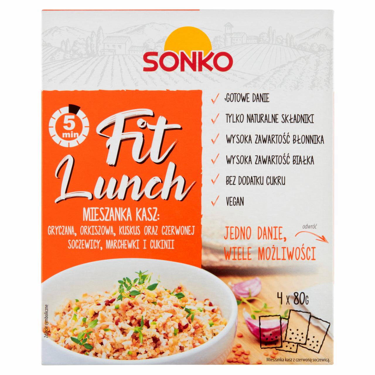 Zdjęcia - Sonko Fit Lunch Mieszanka kasz gryczana orkiszowa kuskus 320 g (4 x 80 g)