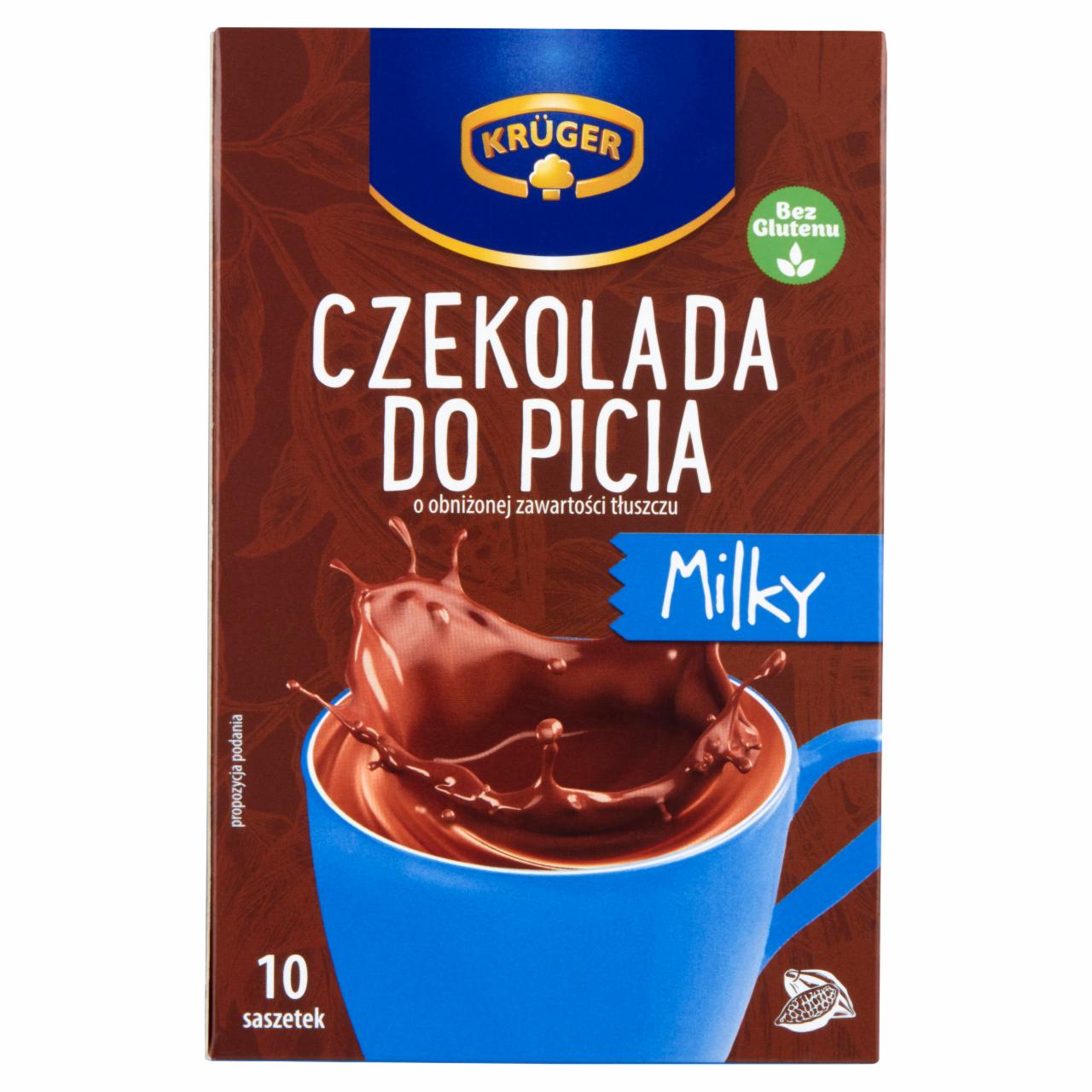 Zdjęcia - Krüger Milky Czekolada do picia o obniżonej zawartości tłuszczu 250 g (10 x 25 g)