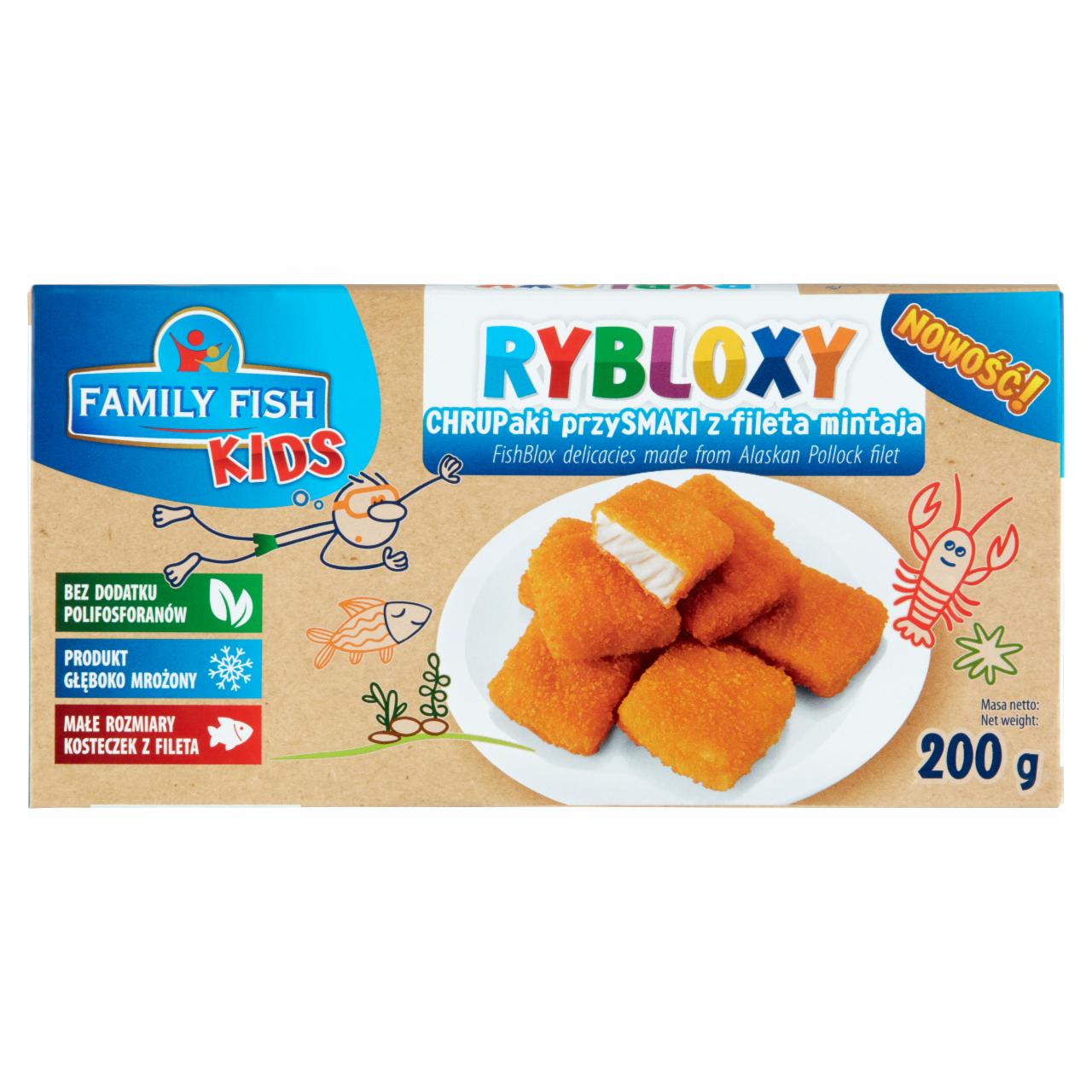 Zdjęcia - Family Fish Kids Rybloxy Chrupaki przysmaki z fileta mintaja 200 g