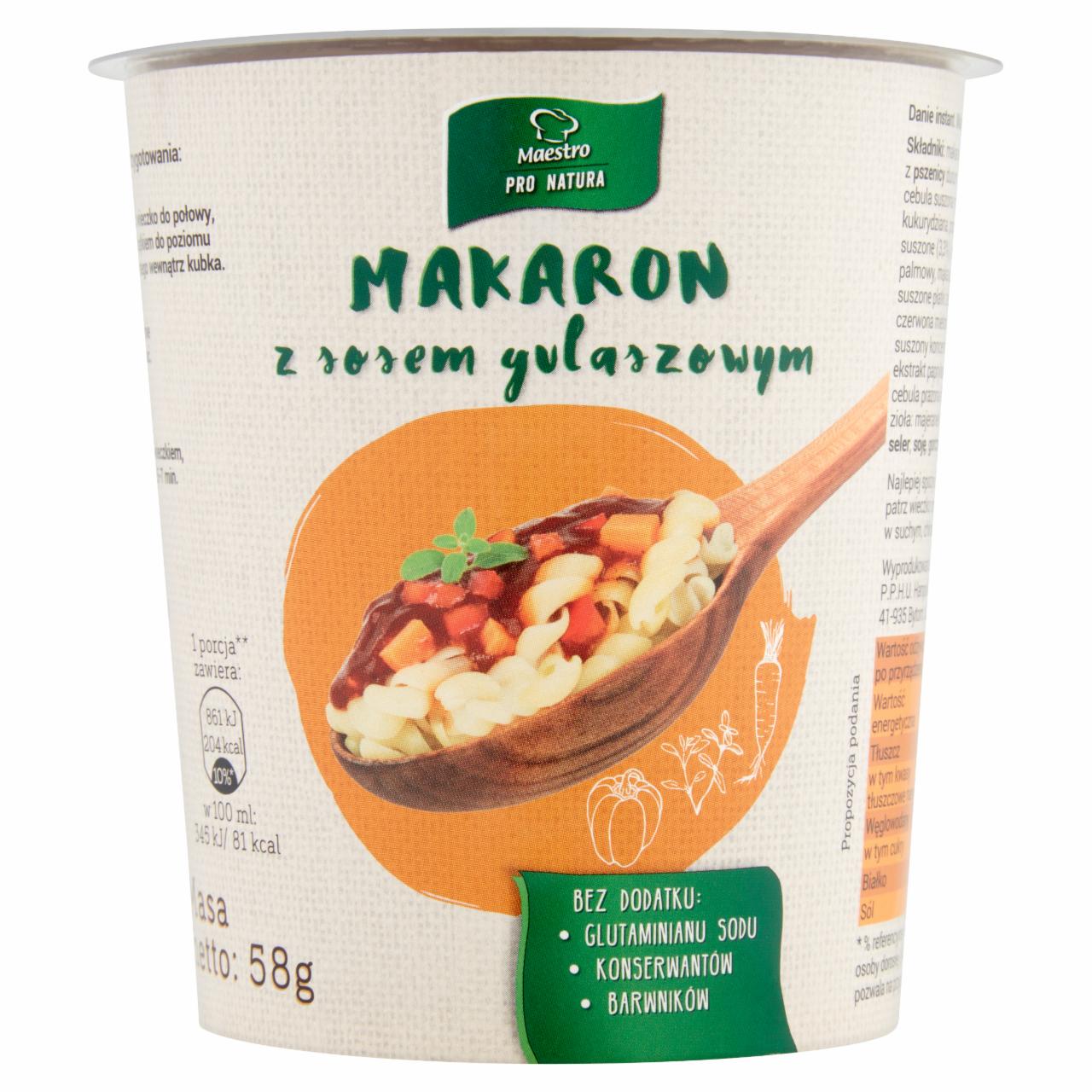 Zdjęcia - Maestro Pro Natura Makaron z sosem gulaszowym 58 g