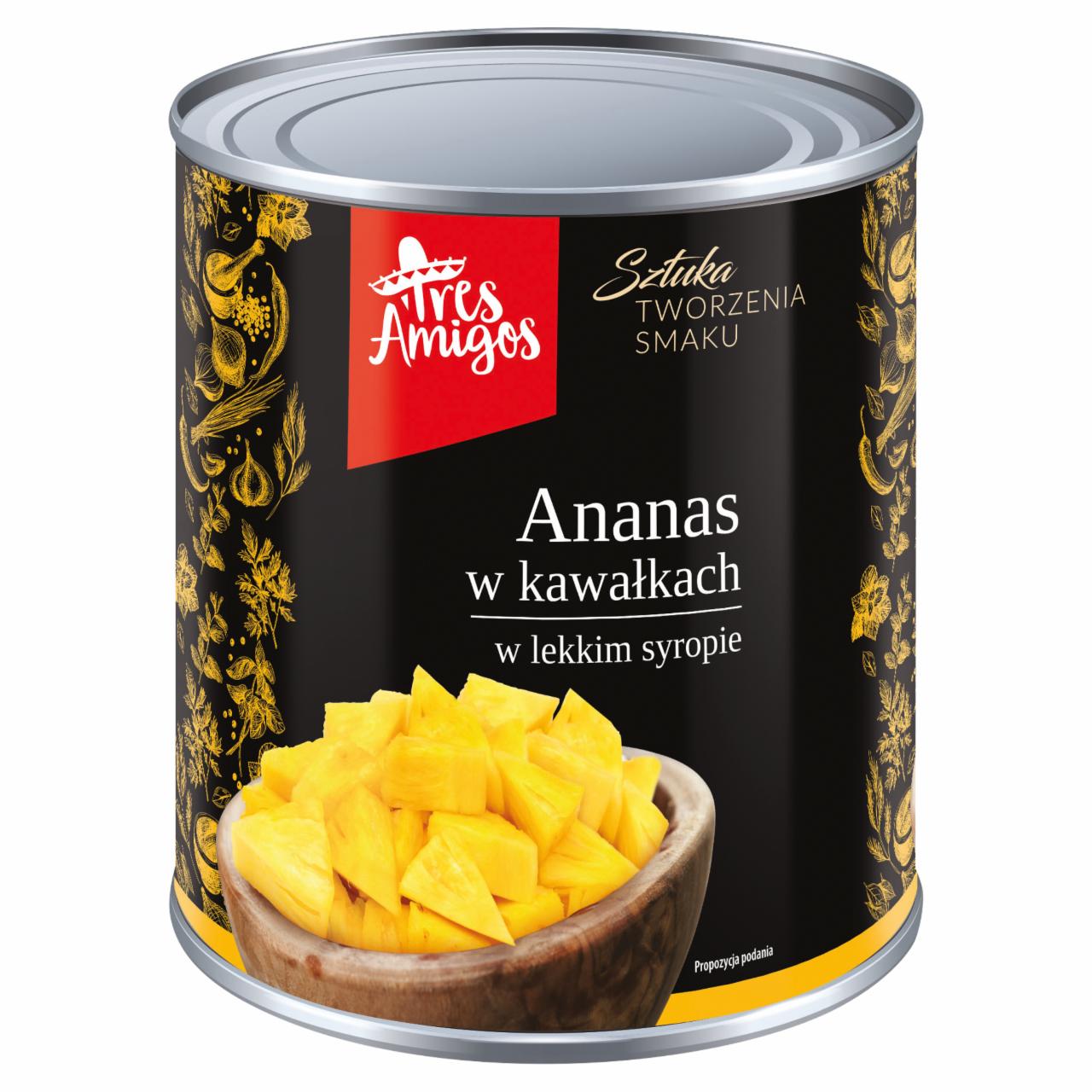 Zdjęcia - Tres Amigos Ananas w kawałkach w lekkim syropie 3,05 kg