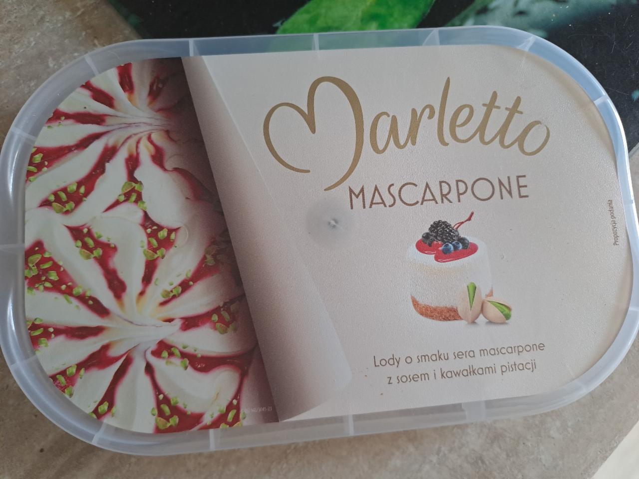 Zdjęcia - Marletto Mascarpone Lody o smaku sera mascarpone z sosem i kawałkami pistacji 