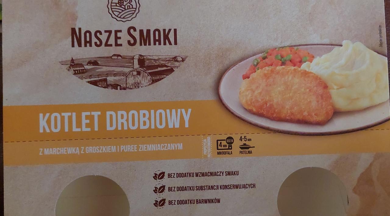 Zdjęcia - Kotlet drobiowy z marchewką z groszkiem i puree ziemniaczanym Nasze smaki