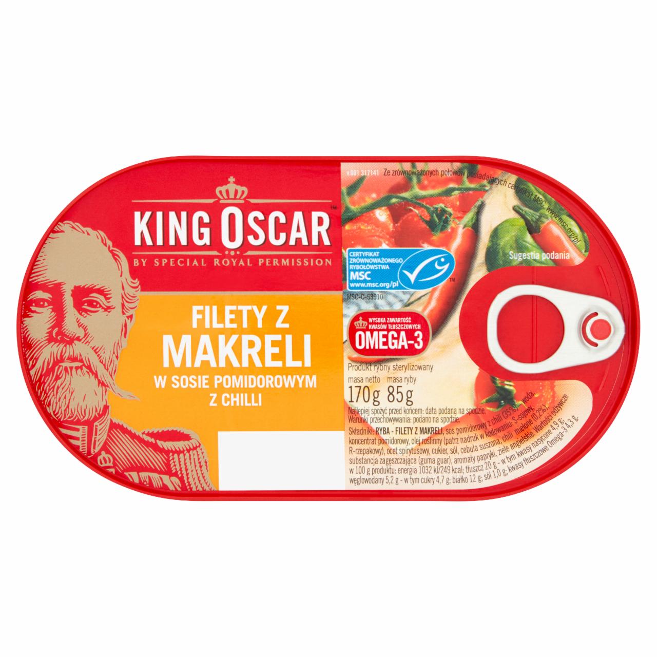 Zdjęcia - King Oscar Filety z makreli w sosie pomidorowym z chilli 170 g