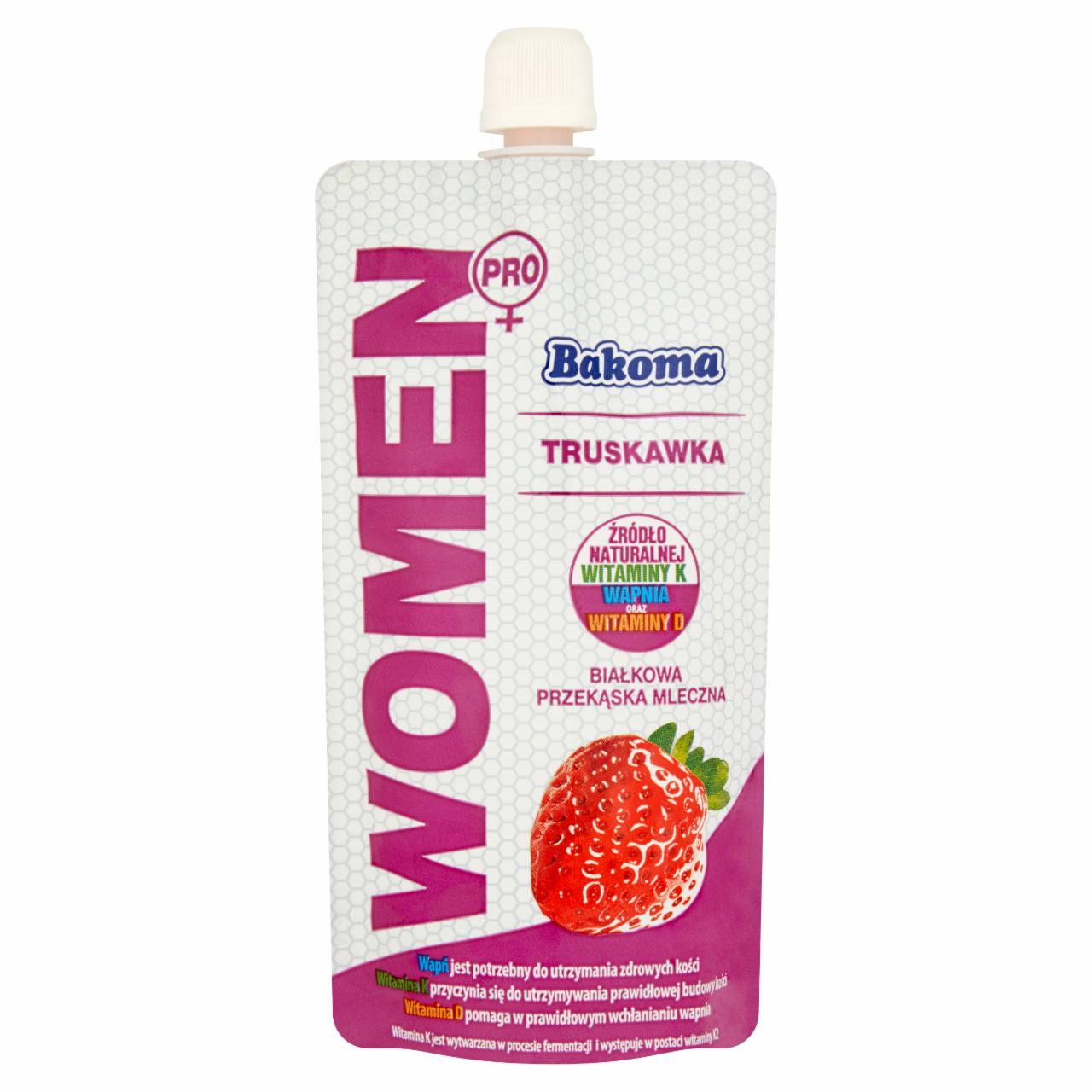 Zdjęcia - Bakoma Women Pro Białkowa przekąska mleczna truskawka 120 g