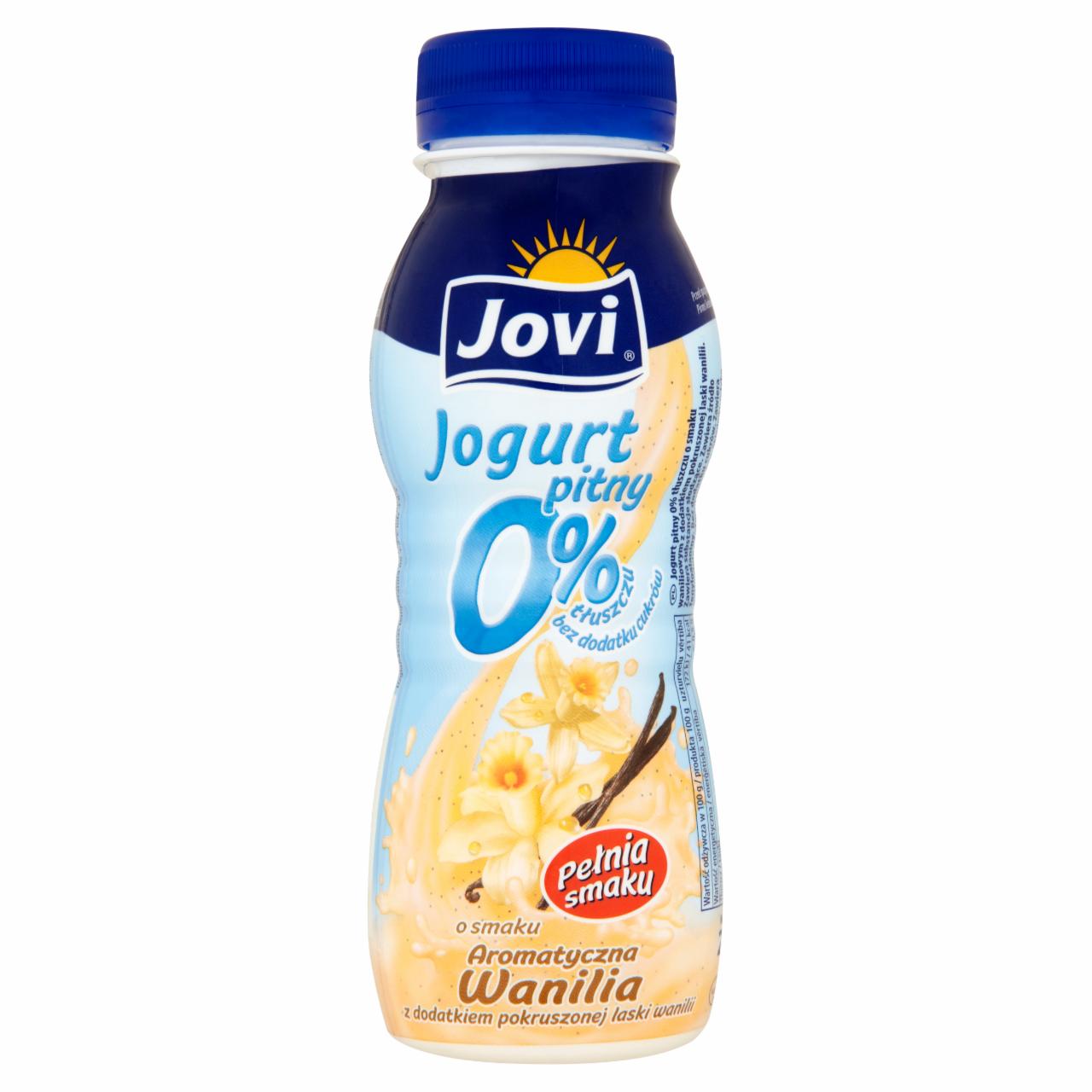 Zdjęcia - Jovi Jogurt pitny 0% o smaku aromatyczna wanilia z dodatkiem pokruszonej laski wanilii 250 g