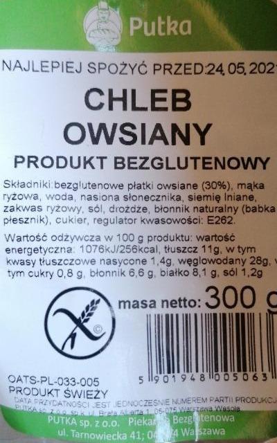 Zdjęcia - Chleb Owsiany Produkt Bezglutenowy 300g Putka 