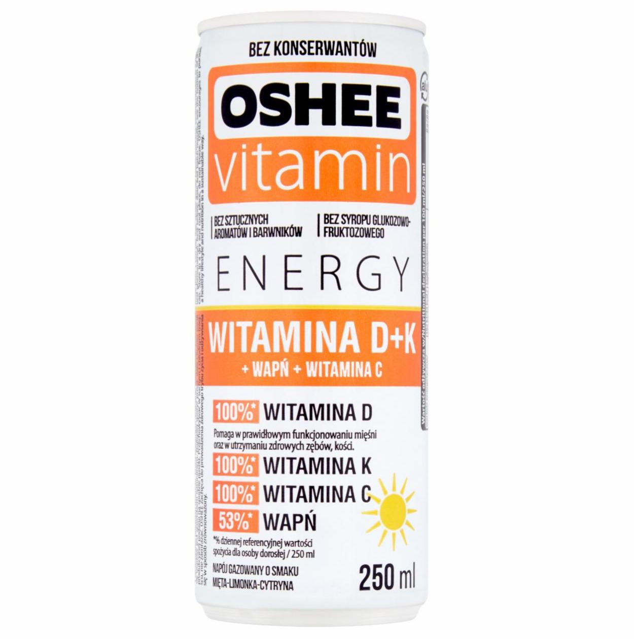 Zdjęcia - Oshee Vitamin Energy Witamina D+K Napój gazowany o smaku mięta limonka cytryna 250 ml