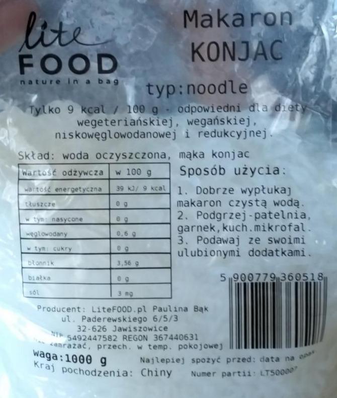 Zdjęcia - makaron konjac lite food