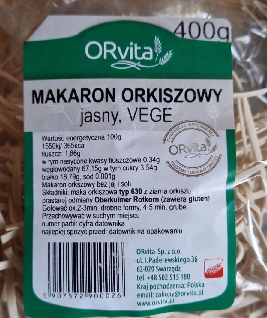 Zdjęcia - Makaron orkiszowy jasny VEGE ORvita