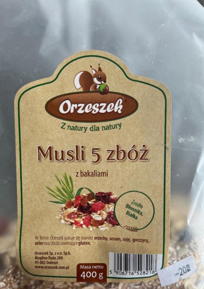 Zdjęcia - Musli 5 zbóż z bakaliami Orzeszek