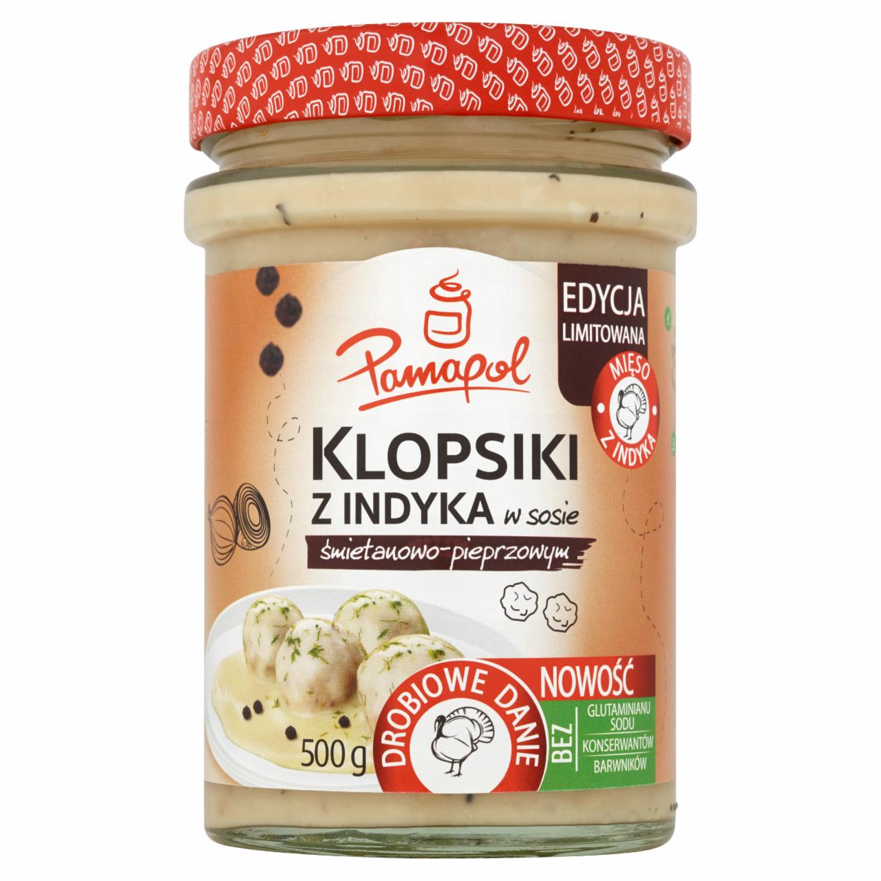 Zdjęcia - Pamapol Klopsiki z indyka w sosie śmietanowo-pieprzowym 500 g