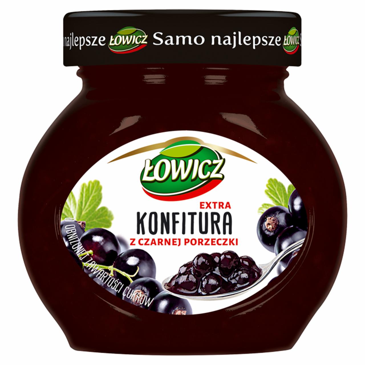 Zdjęcia - Łowicz Konfitura extra z czarnej porzeczki o obniżonej zawartości cukrów 240 g