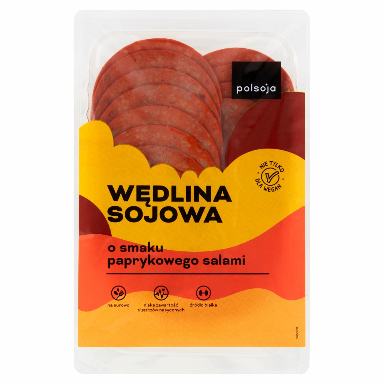 Zdjęcia - Polsoja Wędlina sojowa o smaku paprykowego salami 90 g