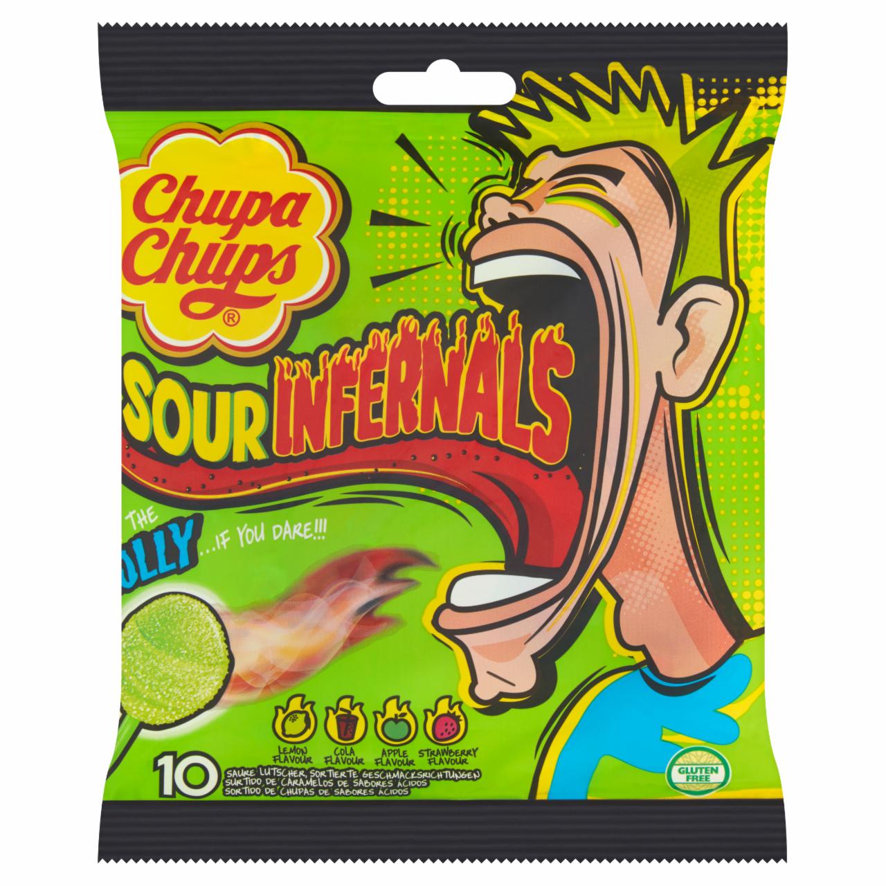 Zdjęcia - Chupa Chups Sour Infernals Kwaśne lizaki wielosmakowe 95 g (10 sztuk)