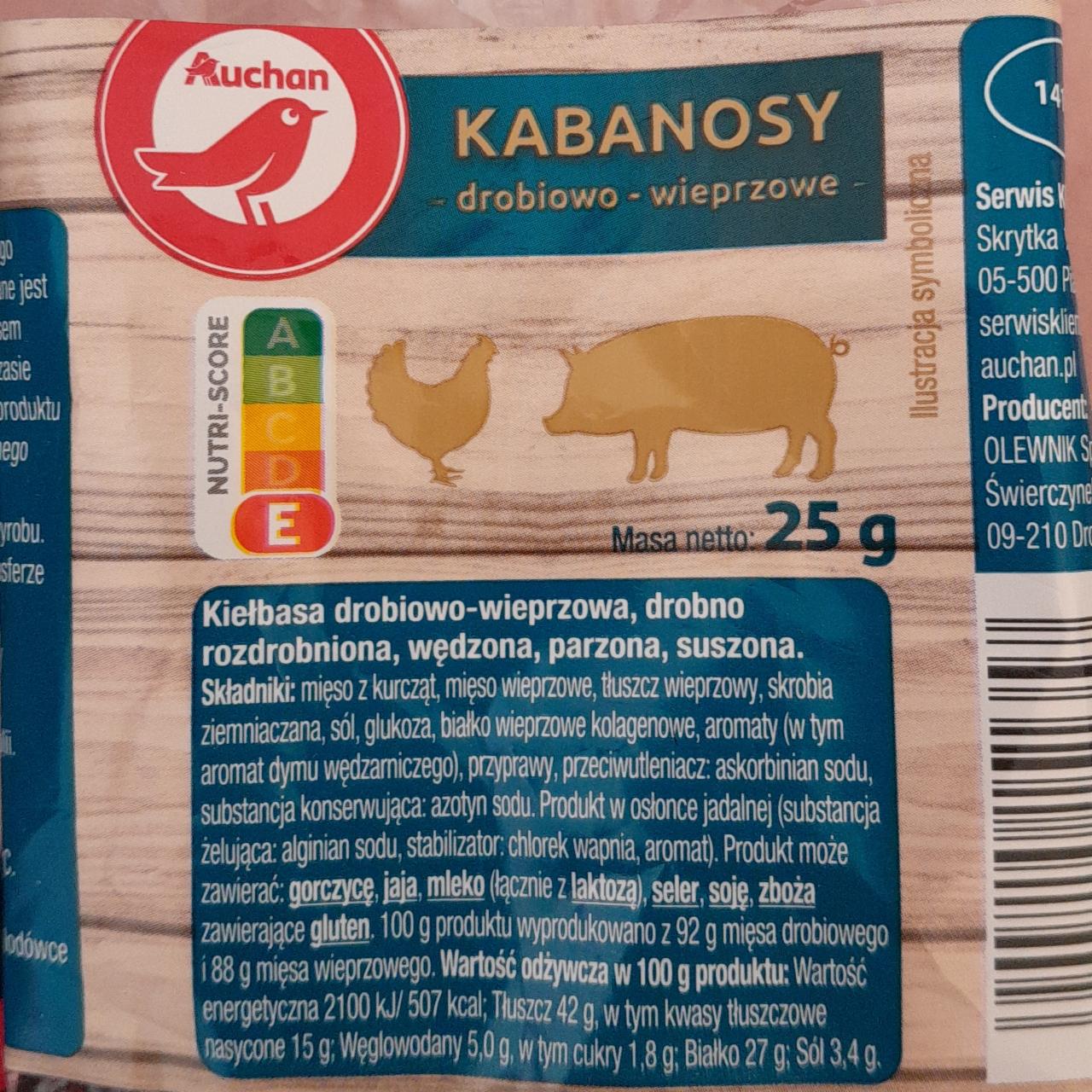 Zdjęcia - Kabanosy drobiowo - wieprzowe Auchan