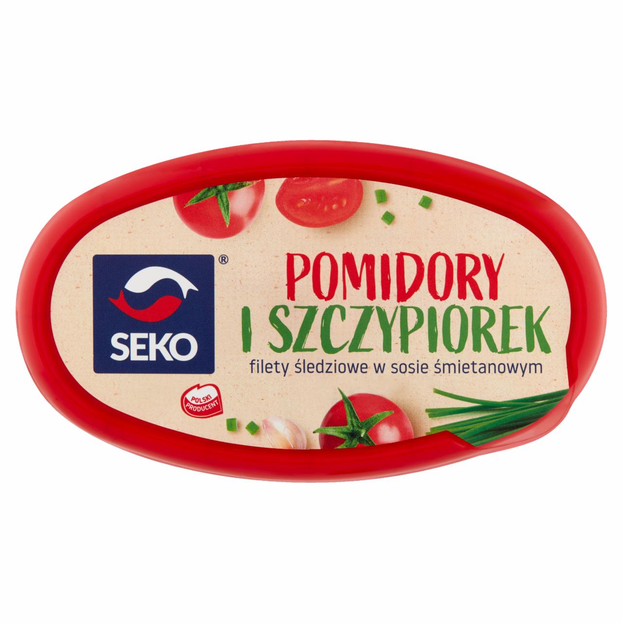 Zdjęcia - Seko Filety śledziowe w sosie śmietanowym pomidory i szczypiorek 250 g