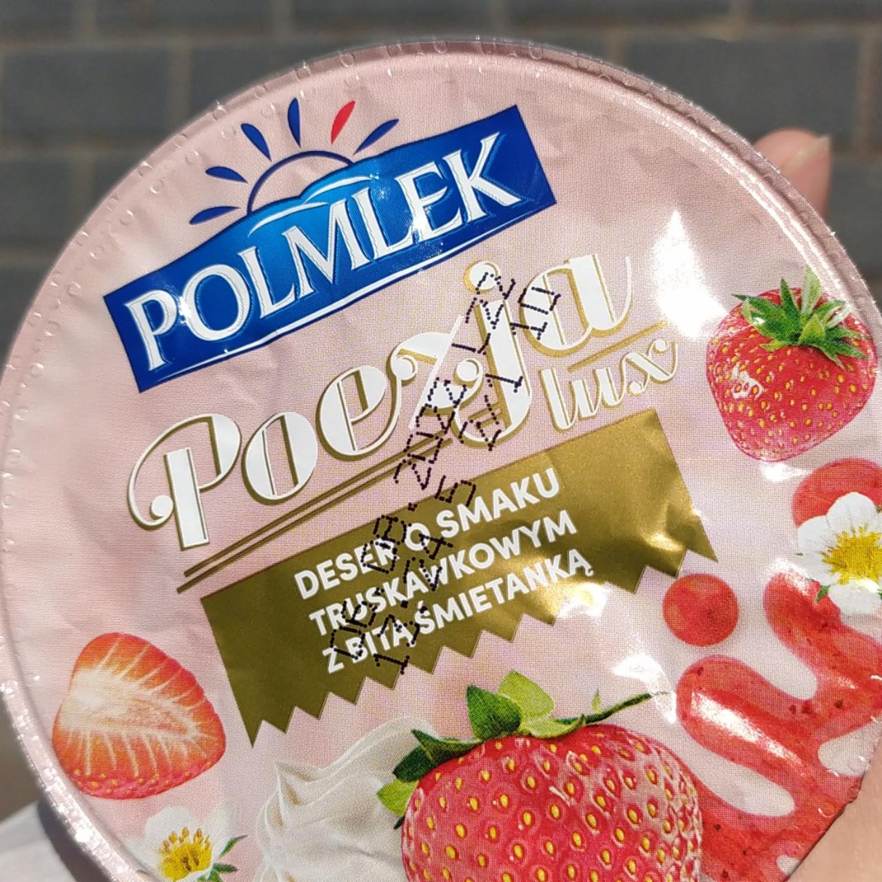 Zdjęcia - Poezja Lux Deser o smaku truskawkowym z bitą śmietanką Polmlek