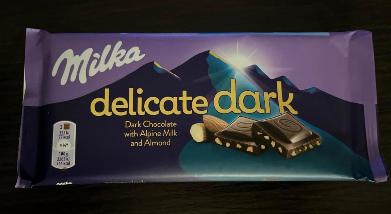 Zdjęcia - Milka Delicate Dark Czekolada z mleka alpejskiego Almond 85 g
