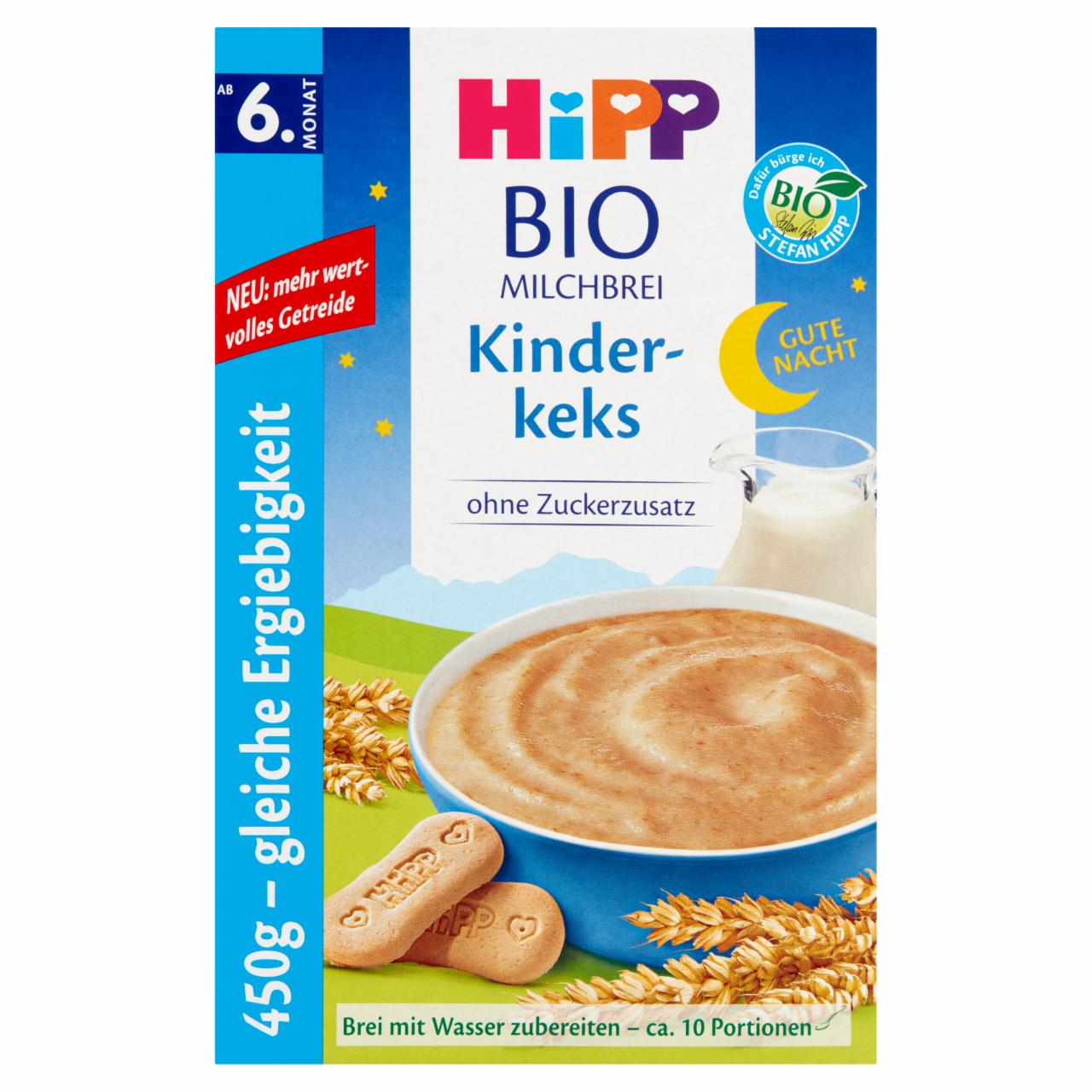 Zdjęcia - HiPP BIO Na Dobranoc Kaszka mleczno-zbożowa z biszkoptami od 6. miesiąca 450 g (2 x 225 g)