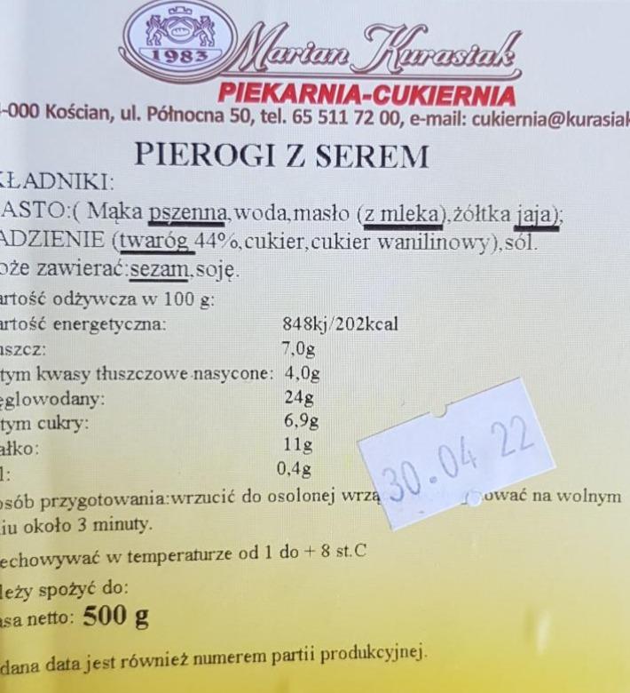 Zdjęcia - Pierogi z Serem piekarnia-cukiernia Marian Kurasiak