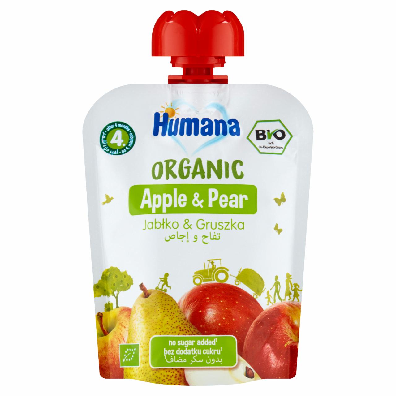 Zdjęcia - Humana Organic Mus jabłko & gruszka po 4. miesiącu 90 g
