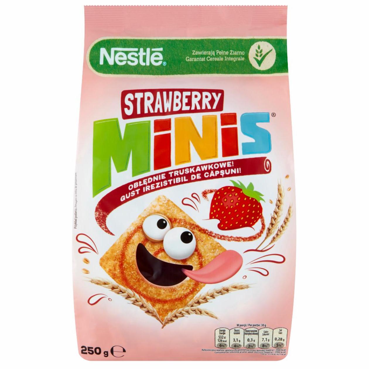 Zdjęcia - Nestlé Strawberry Minis Zbożowe kwadraciki o smaku truskawkowym 250 g