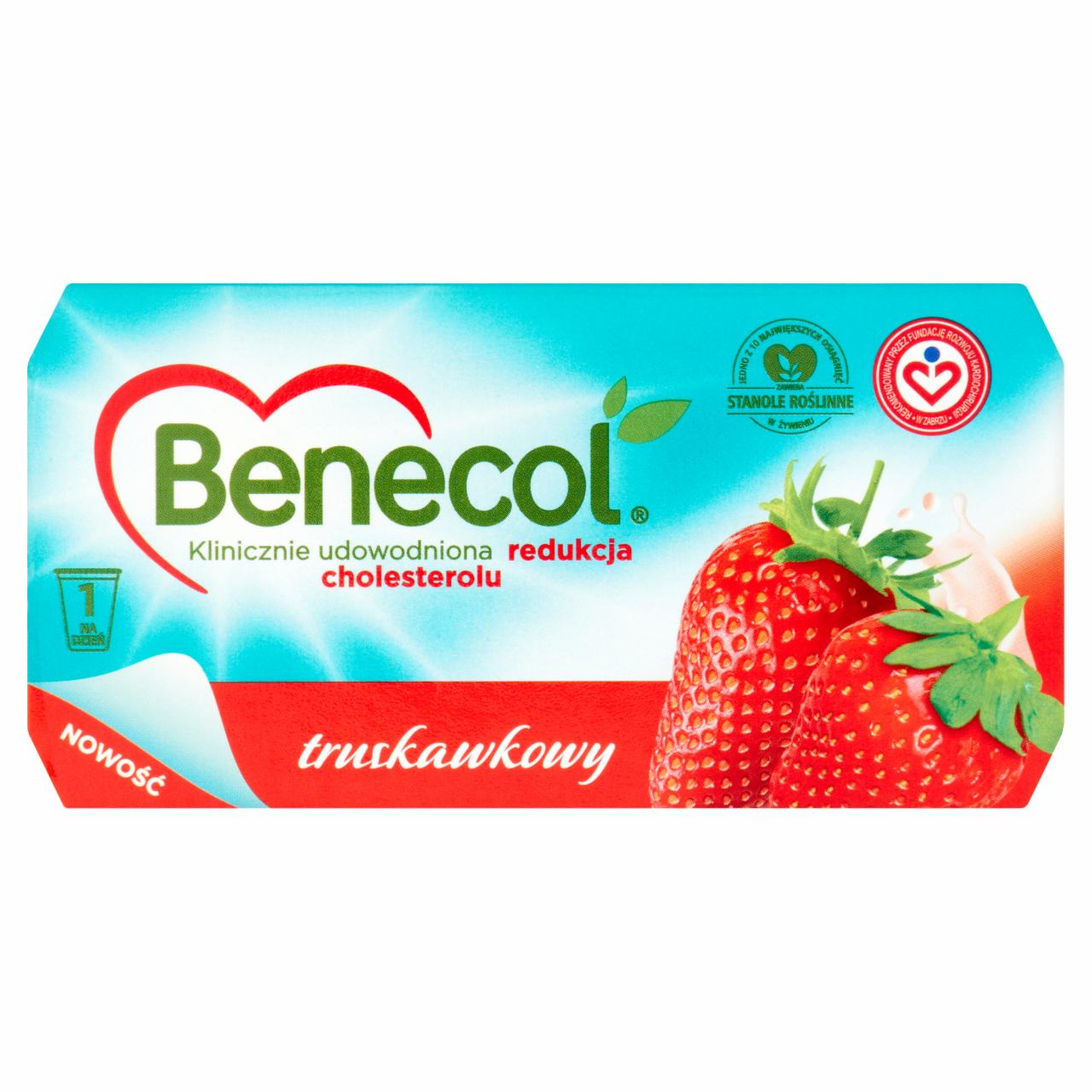 Zdjęcia - Benecol z truskawkami Produkt mleczny truskawkowy z dodatkiem stanoli roślinnych 250 g (2 sztuki)