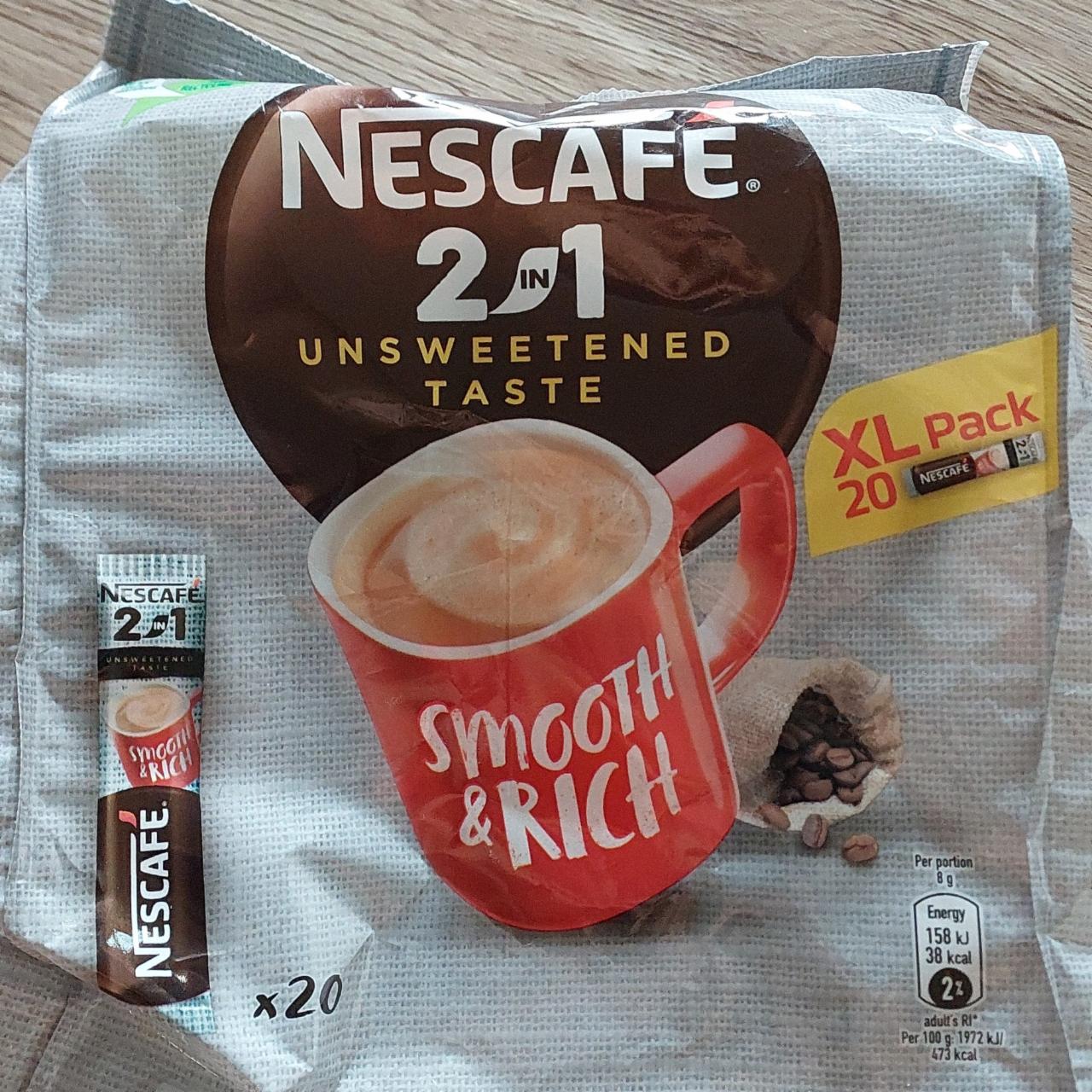 Zdjęcia - Nescafé 2in1 Unsweetened Taste Rozpuszczalny napój kawowy 160 g (20 x 8 g)