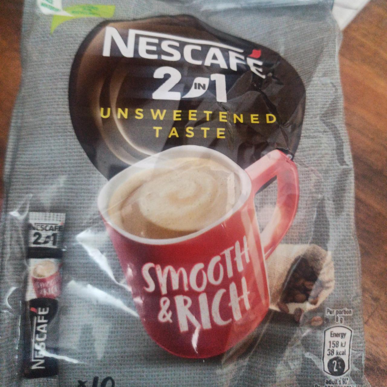 Zdjęcia - Nescafé 2in1 Unsweetened Taste Rozpuszczalny napój kawowy 80 g (10 x 8 g)