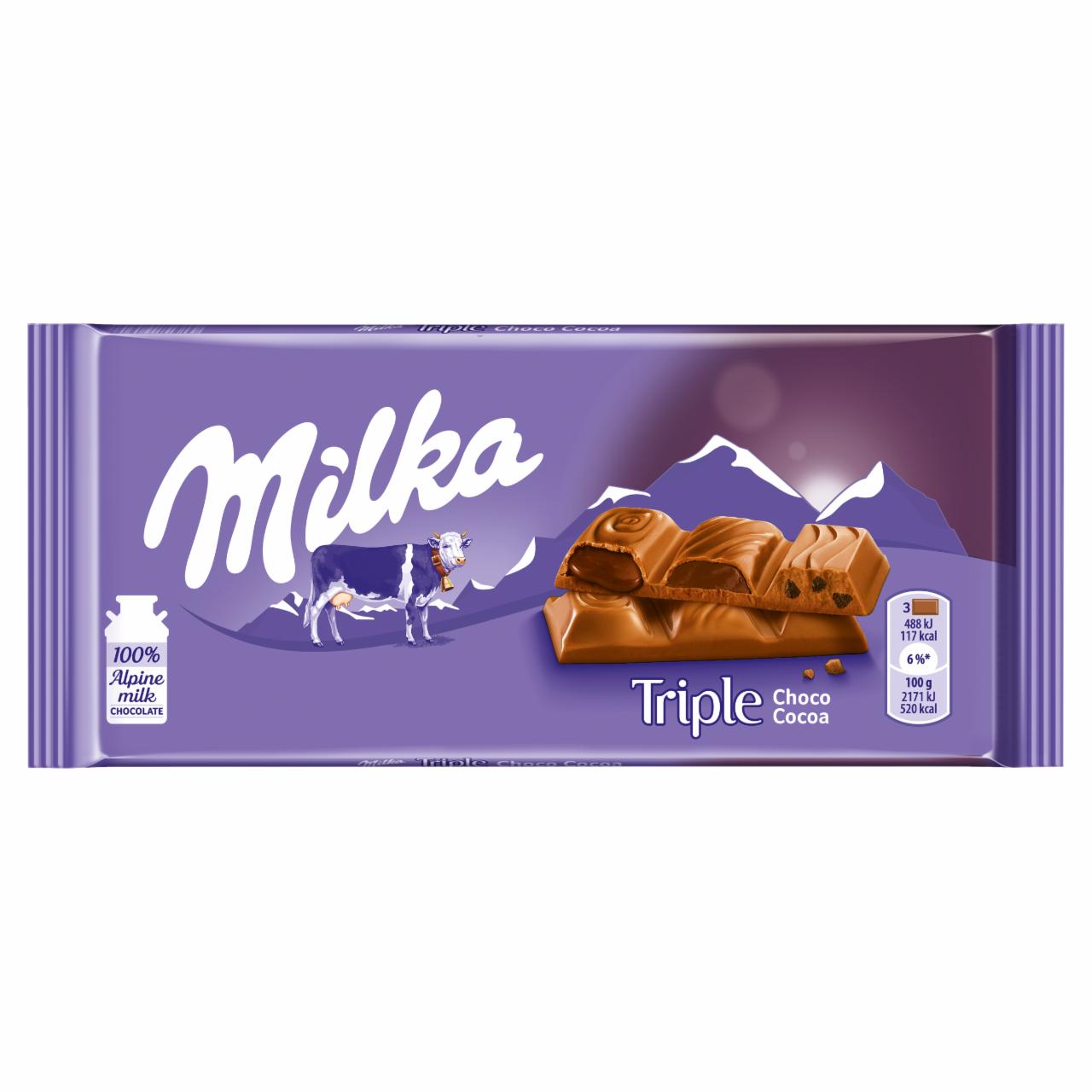 Zdjęcia - Milka Czekolada mleczna Triple Choco Cocoa 90 g
