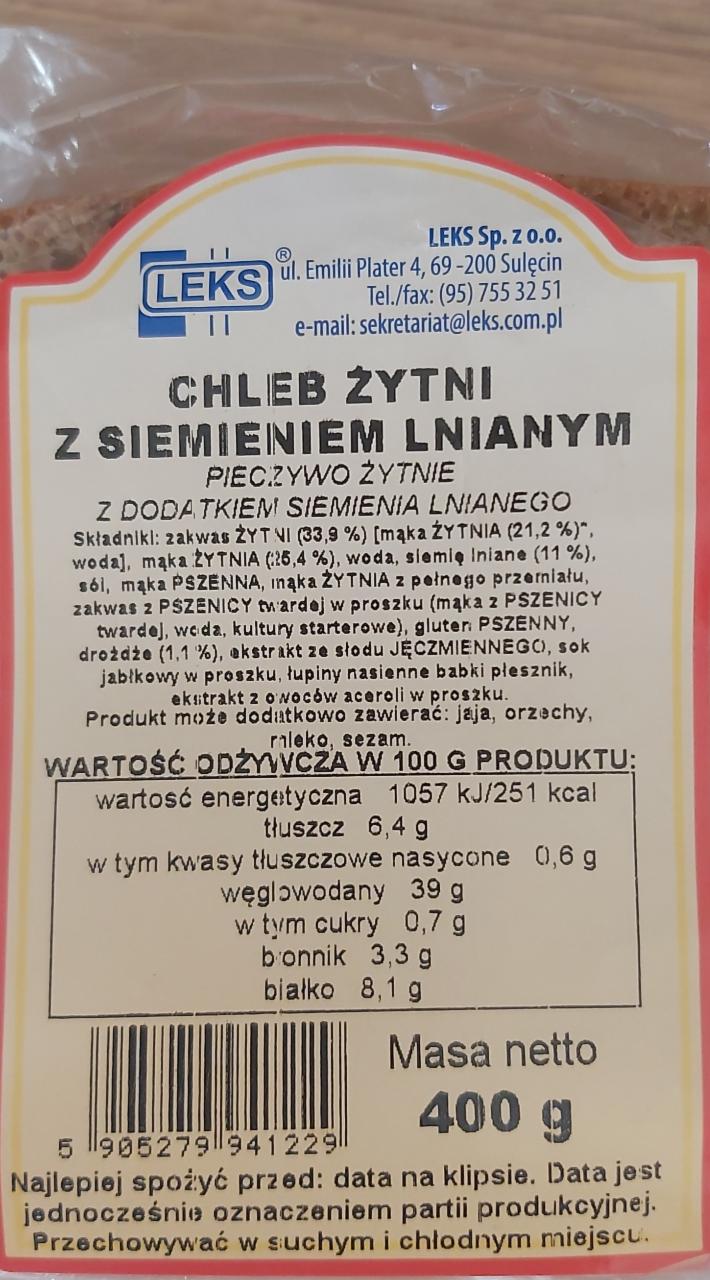 Zdjęcia - Chleb Žytni z siemieniem lnianym Leks