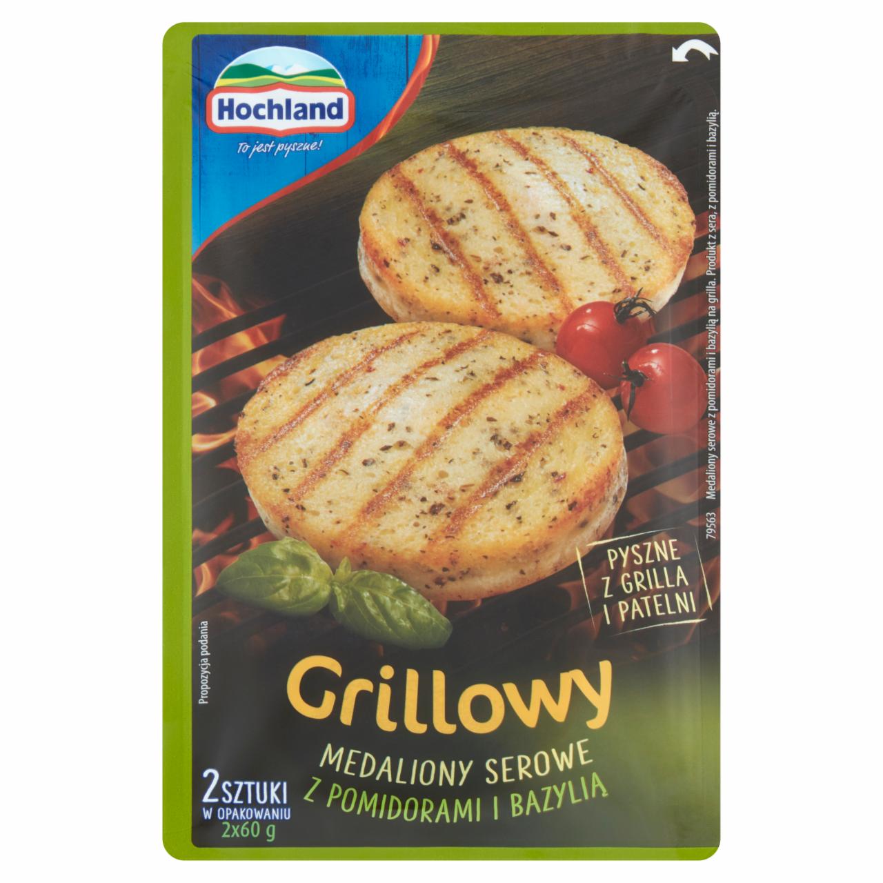 Zdjęcia - Hochland Grillowy Medaliony serowe z pomidorami i bazylią 120 g (2 x 60 g)