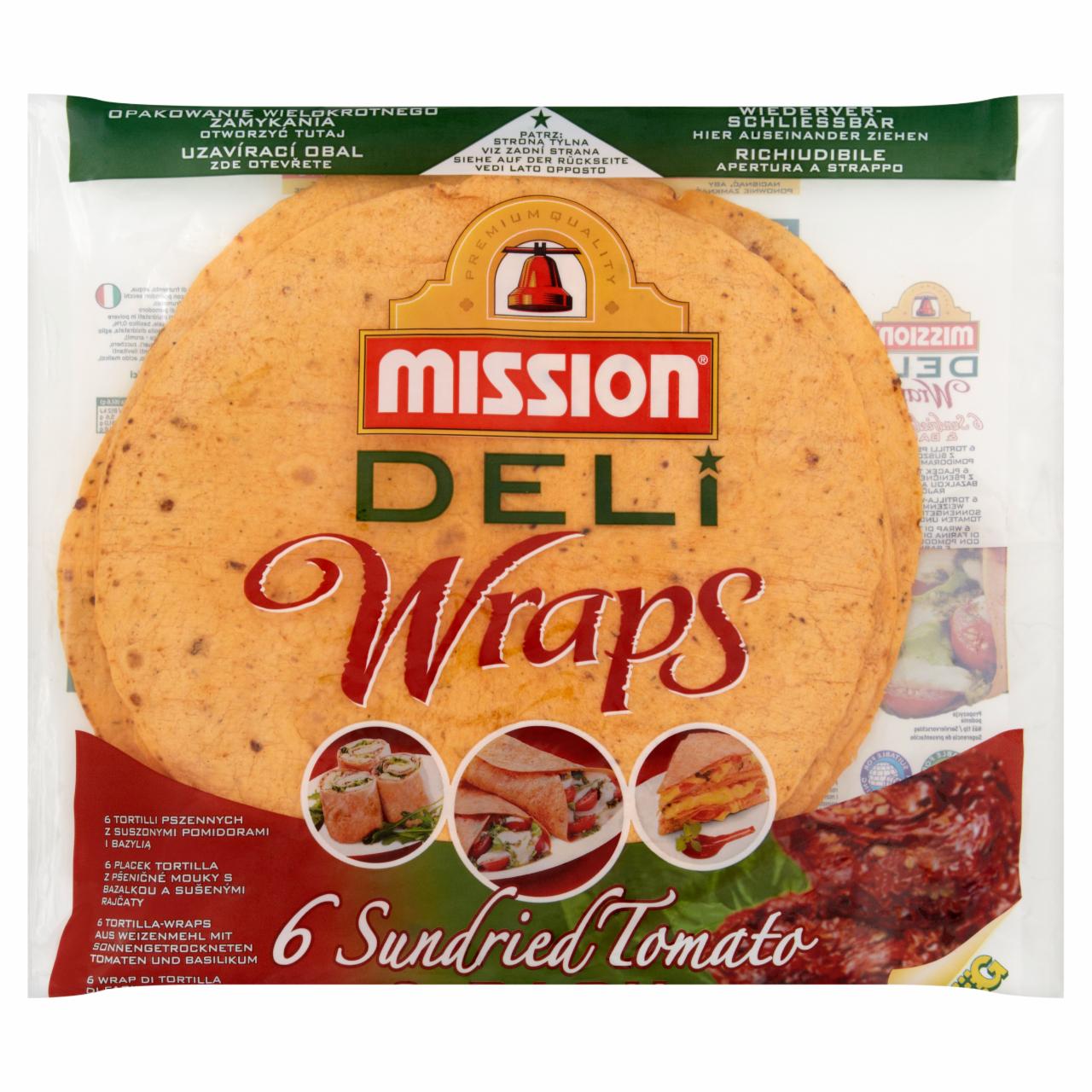 Zdjęcia - Mission Deli Wraps Tortilla pszenna z suszonymi pomidorami i bazylią 370 g (6 sztuk)