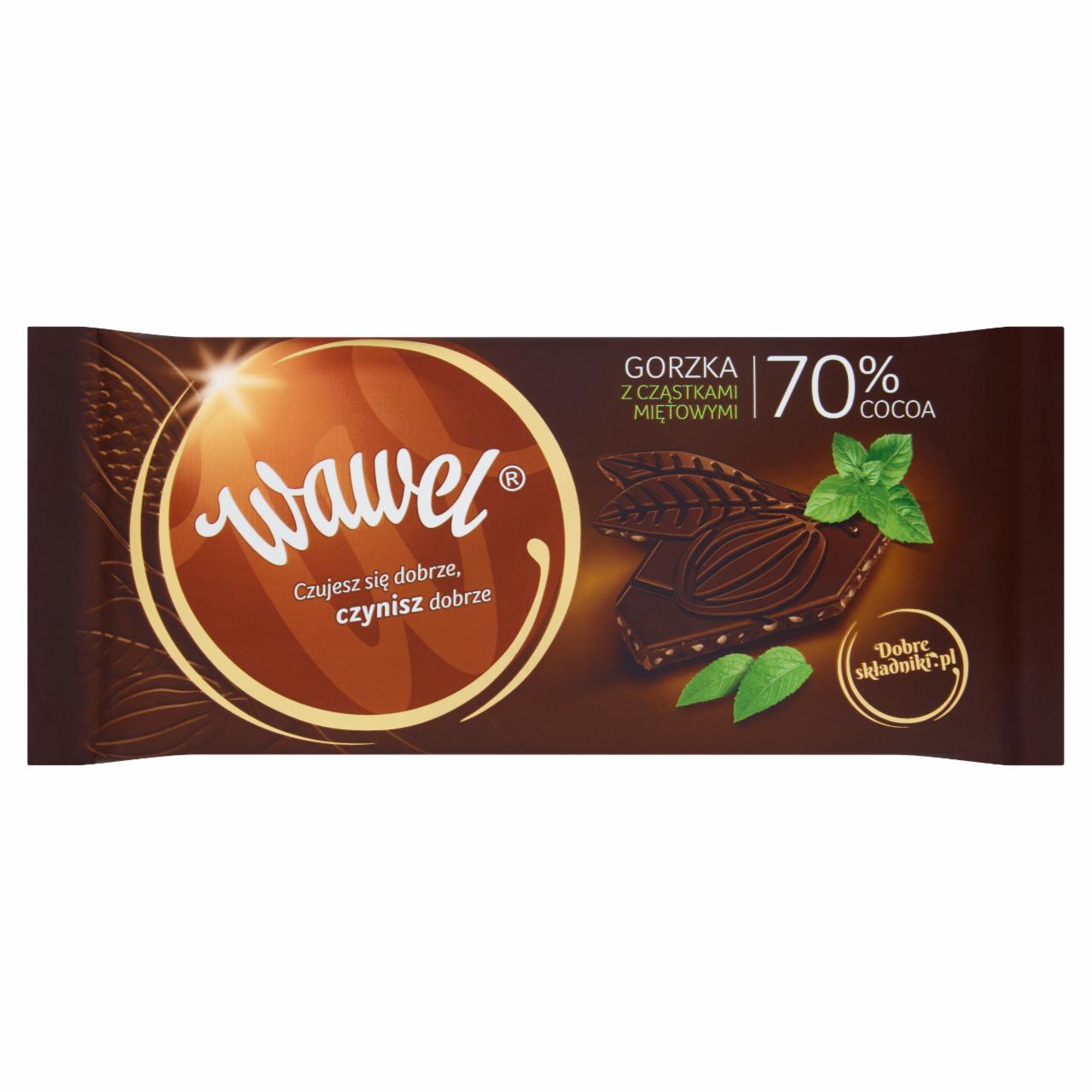 Zdjęcia - Wawel Czekolada gorzka z cząstkami miętowymi 70% Cocoa 100 g