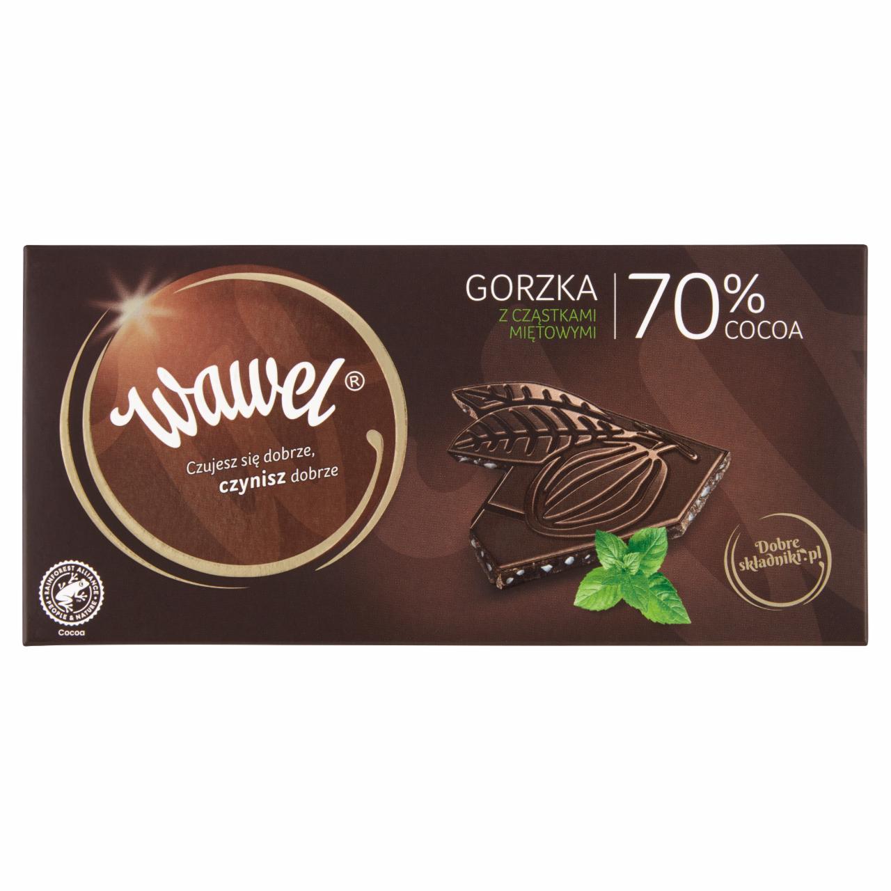 Zdjęcia - Wawel Czekolada gorzka z cząstkami miętowymi 70% Cocoa 100 g