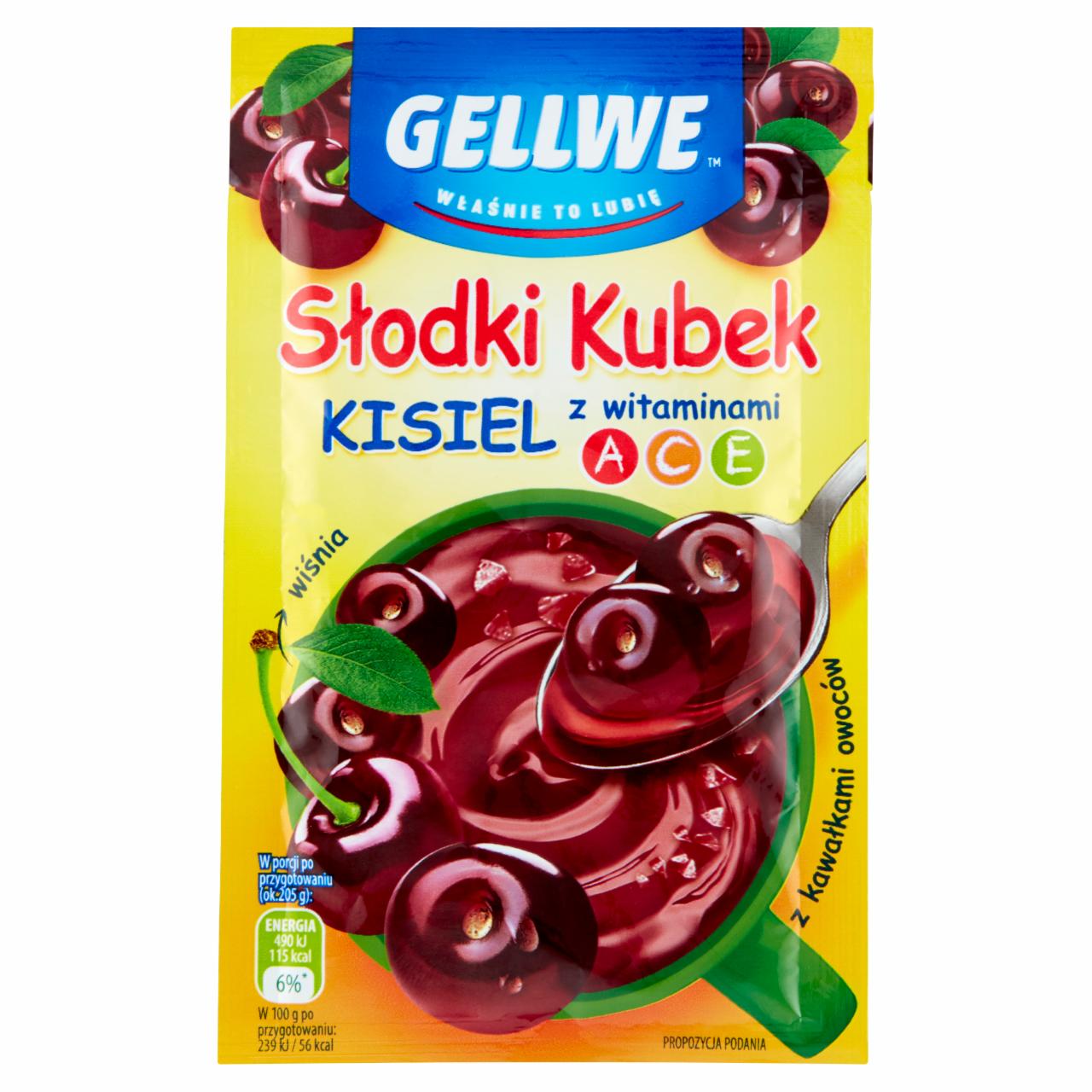 Zdjęcia - Gellwe Słodki Kubek Kisiel z kawałkami owoców wiśnia 30 g