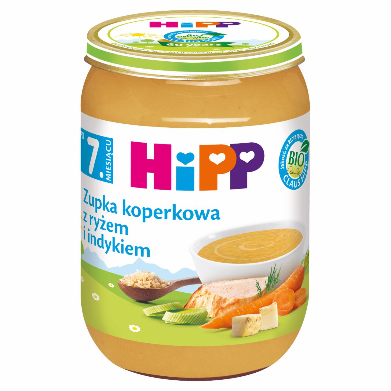 Zdjęcia - HiPP BIO Zupka koperkowa z ryżem i indykiem po 7. miesiącu 190 g