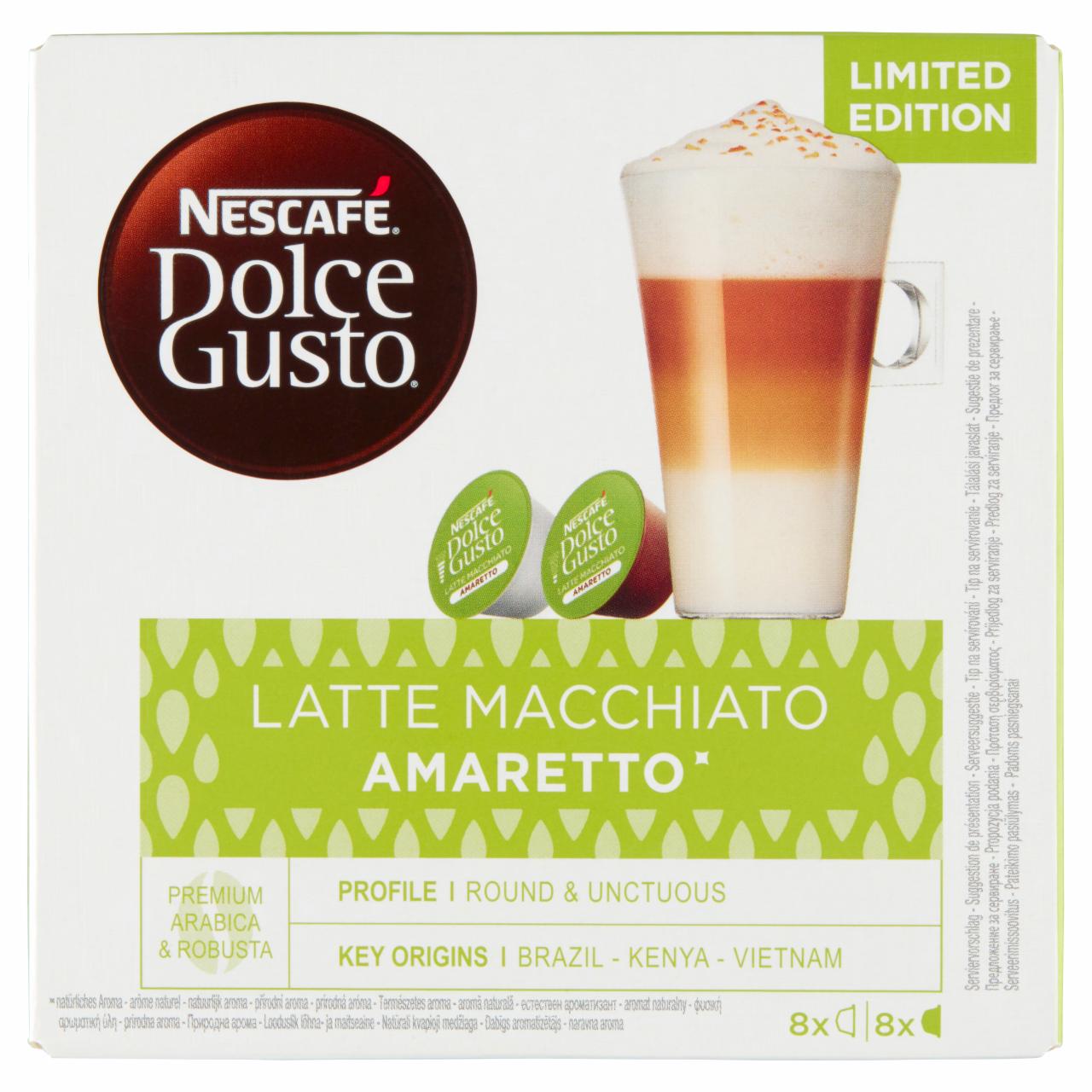 Zdjęcia - Nescafé Dolce Gusto Latte Macchiato Amaretto Kawa w kapsułkach 160 g (8 x 14 g i 8 x 6 g)